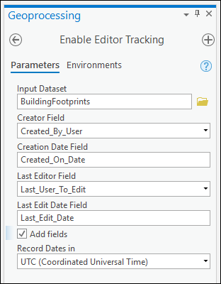 You can use the Enable Editor Tracking geoprocessing tool to enable editor tracking. You can use the Enable Editor Tracking geoprocessing tool to enable editor tracking.