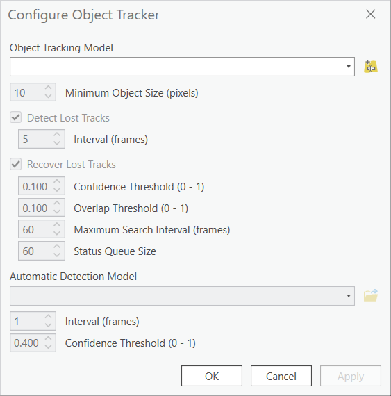 Configure Object Tracker pane Configure Object Tracker pane