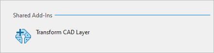A shared add-in on the Add-In Manager page A shared add-in on the Add-In Manager page