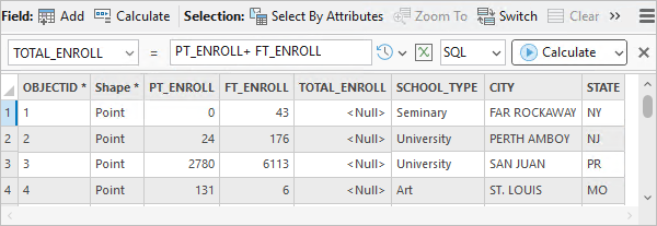 Calculate Field toolbar in a table view Calculate Field toolbar in a table view
