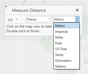 Distance units are available in the Measure Distance tool. Distance units are available in the Measure Distance tool.