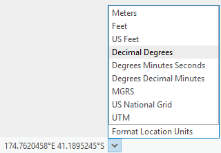 Available location units for a map Available location units for a map
