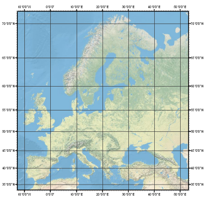 Graticule example map Graticule example map