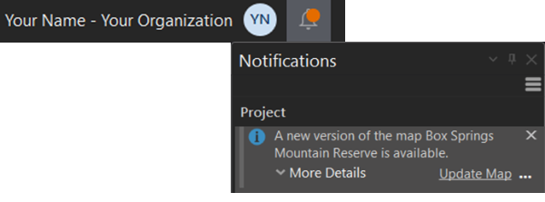Notifications button with pane Notifications button with pane
