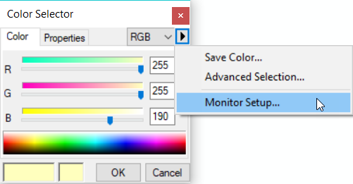 Color Selector dialog box Color Selector dialog box