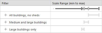 A building layer with three display filters A building layer with three display filters