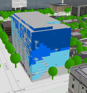 Features from two 3D layers with z-fighting Features from two 3D layers with z-fighting