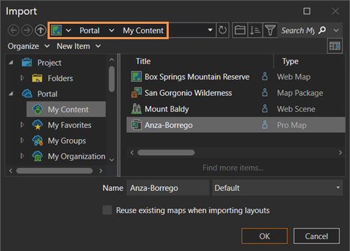 Map file selected on the Import dialog box Map file selected on the Import dialog box