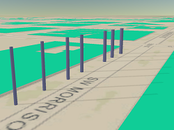 Point features extruded to lines Point features extruded to lines