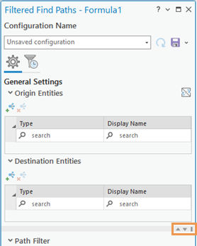 Filtered Find Paths pane