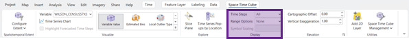 The Display group on the Space Time Cube ribbon