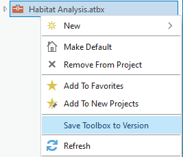 Save Toolbox to Version Save Toolbox to Version