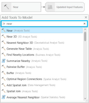 Adding the Near tool Adding the Near tool