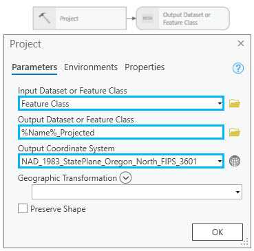 Project tool dialog box Project tool dialog box