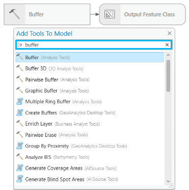 Adding the Buffer tool Adding the Buffer tool