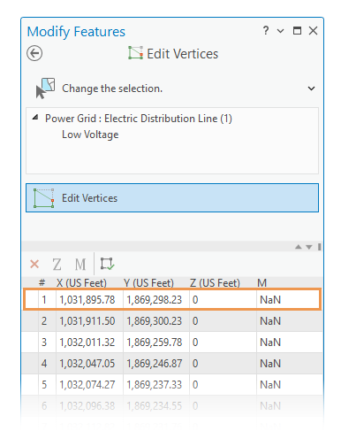 Origin vertex in the geometry properties table