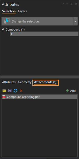 Attachments tab in the Attributes pane