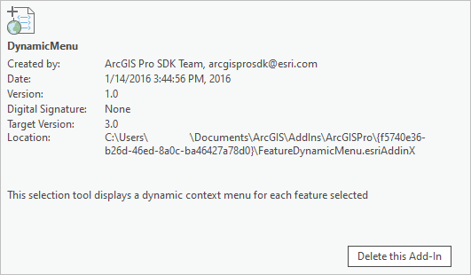 Delete this Add-In button