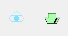 Visual example of two dictionary symbols with all configurations on except Frame and Fill