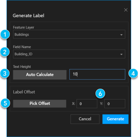 Generate Label dialog.