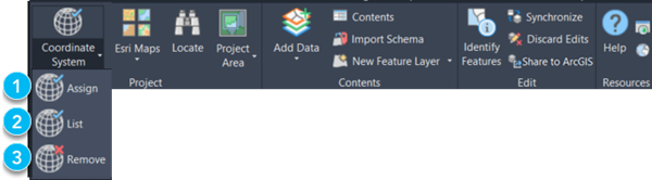 Coordinate System ribbon options