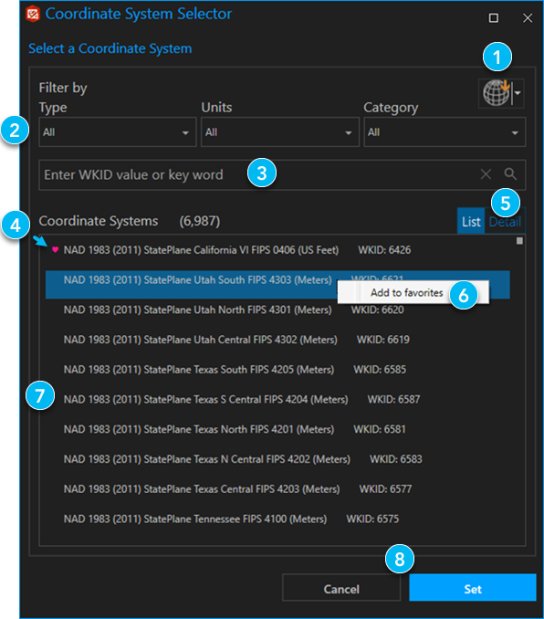 Coordinate System Selector elements