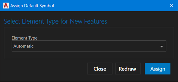 Assign Default Symbol dialog box with Automatic selected for Element Type Assign Default Symbol dialog box with Automatic selected for Element Type