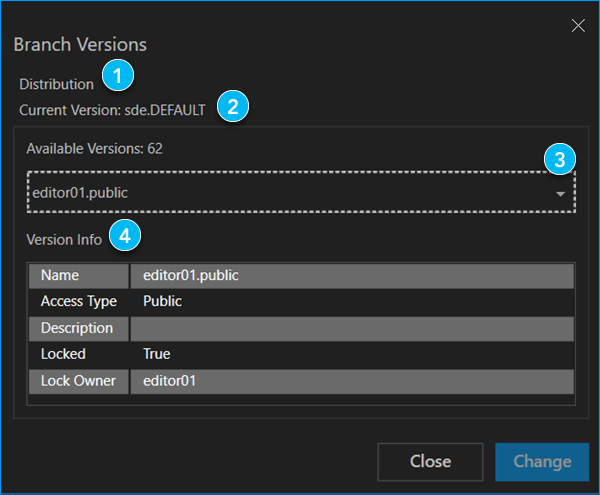 Branch Versions dialog box