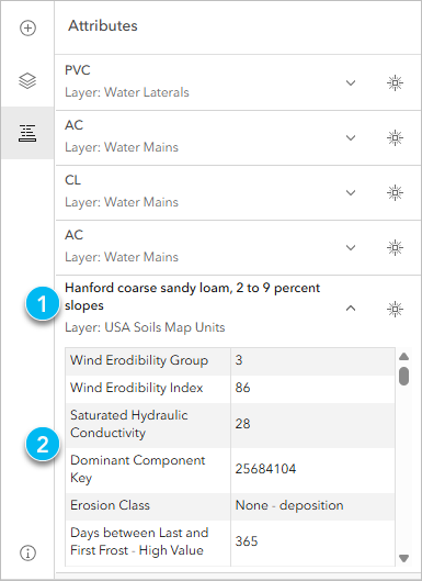 Attributes tab user interface