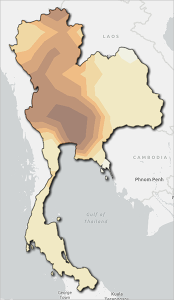 Map of air quality in Thailand