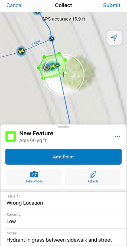 New Map Note for Wrong Location using Field Maps app