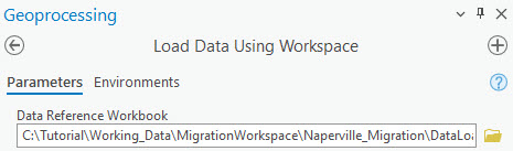 Load Data Using Workspace tool pane