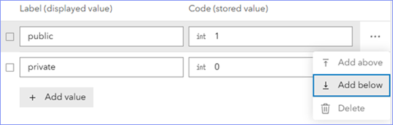 The Add below option inserts a row beneath the selected row.