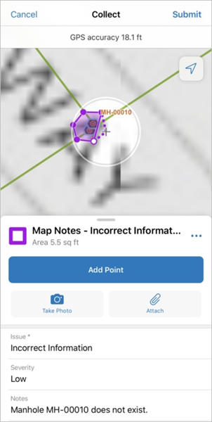 Add a map note to the Sewer Asset Collector map.