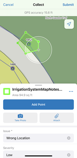 New Map Note for Wrong Location using the ArcGIS Field Maps app