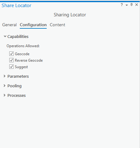 Share Locator pane