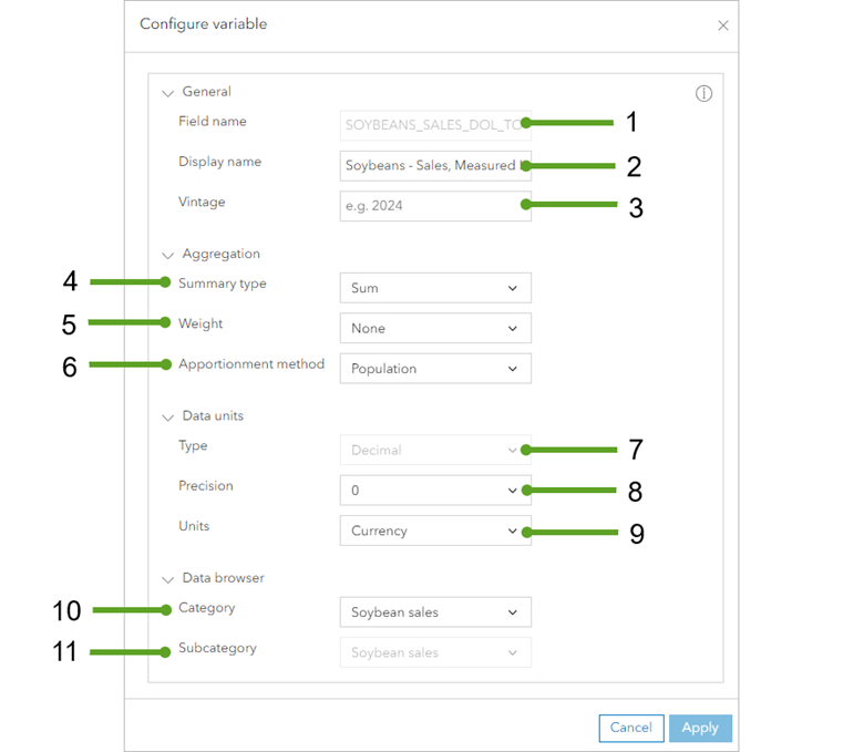 Configure variable window