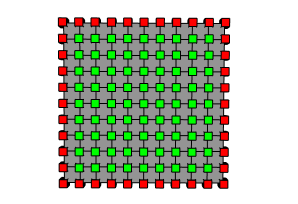 Shape with colored cubes inserted by vertices