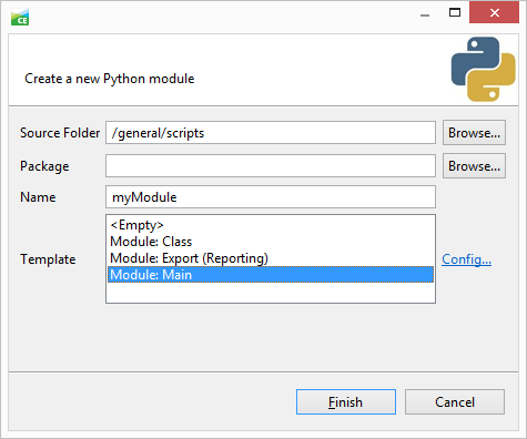 Creating a new Python module from the export template