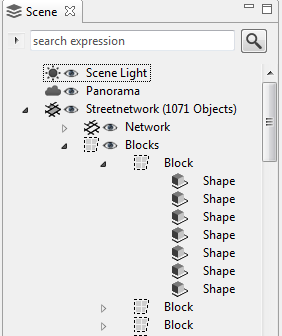Scene Editor with the new Streetnetwork layer expanded to show objects