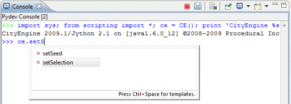 Command completion (Ctrl+Space) in the Python console