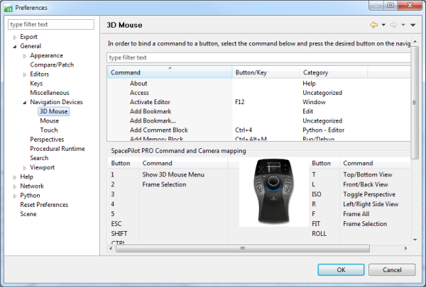 Preferences for 3D Mouse dialog box