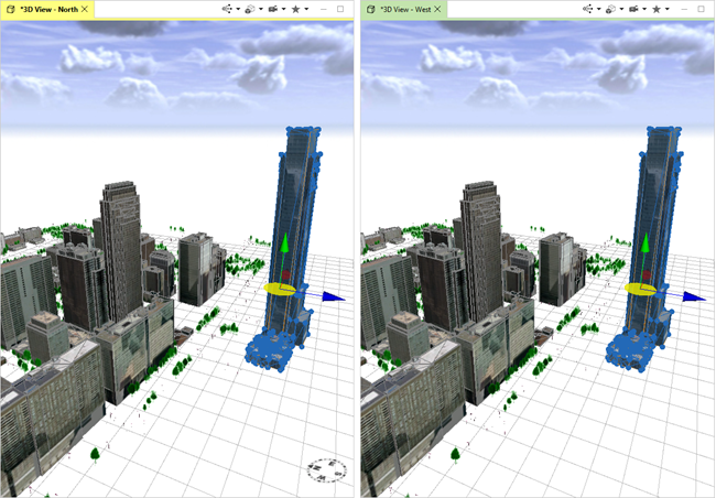 Mirror objects moving in scenarios