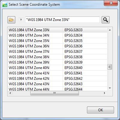 Select Scene Coordinate System dialog box