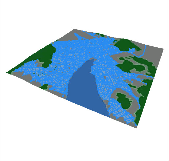 Street network controlled by obstacle map