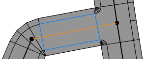 A street shape selected in the viewport