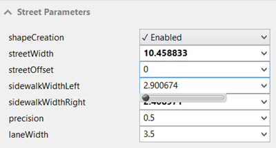 Street Parameters