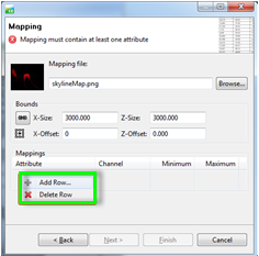 Mapping dialog box