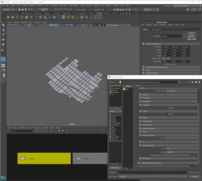 FBX export of the camera in Maya