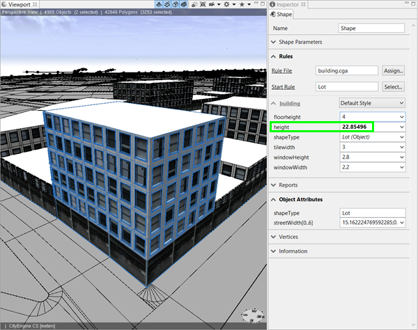 Building with random height value of 22.82